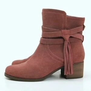 Women's Suede Ankle Boots - Pink